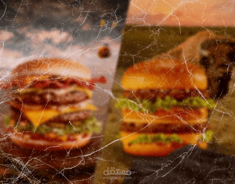 تصميم إعلان برجر احترافي بأسلوب فني جذاب