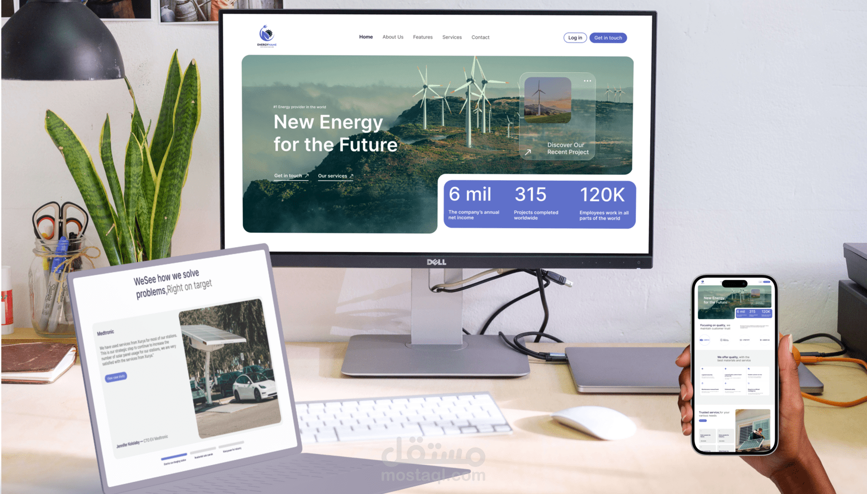 تصميم صفحة هبوط متجاوبة للطاقة الشمسية والطاقة النظيفة