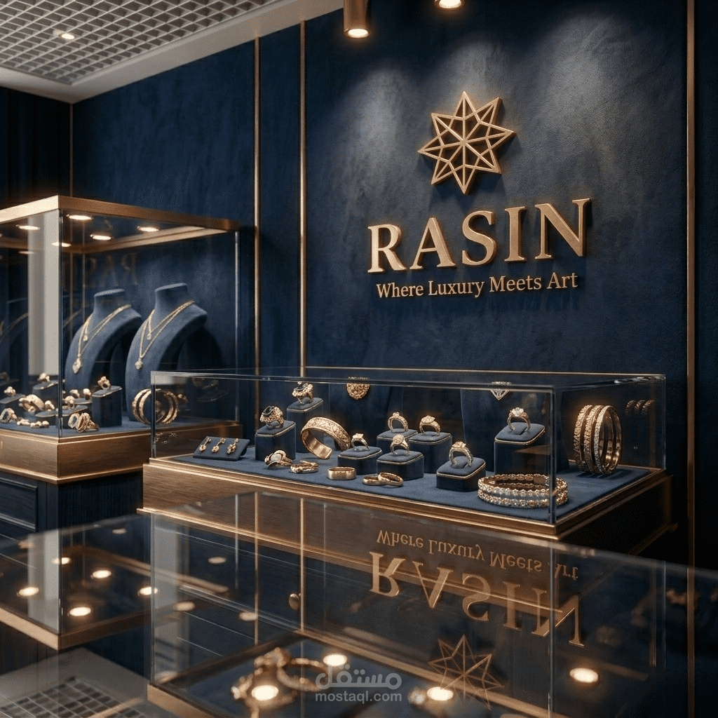 تصميم شعار وهوية بصرية لمحل مجوهرات RASIN