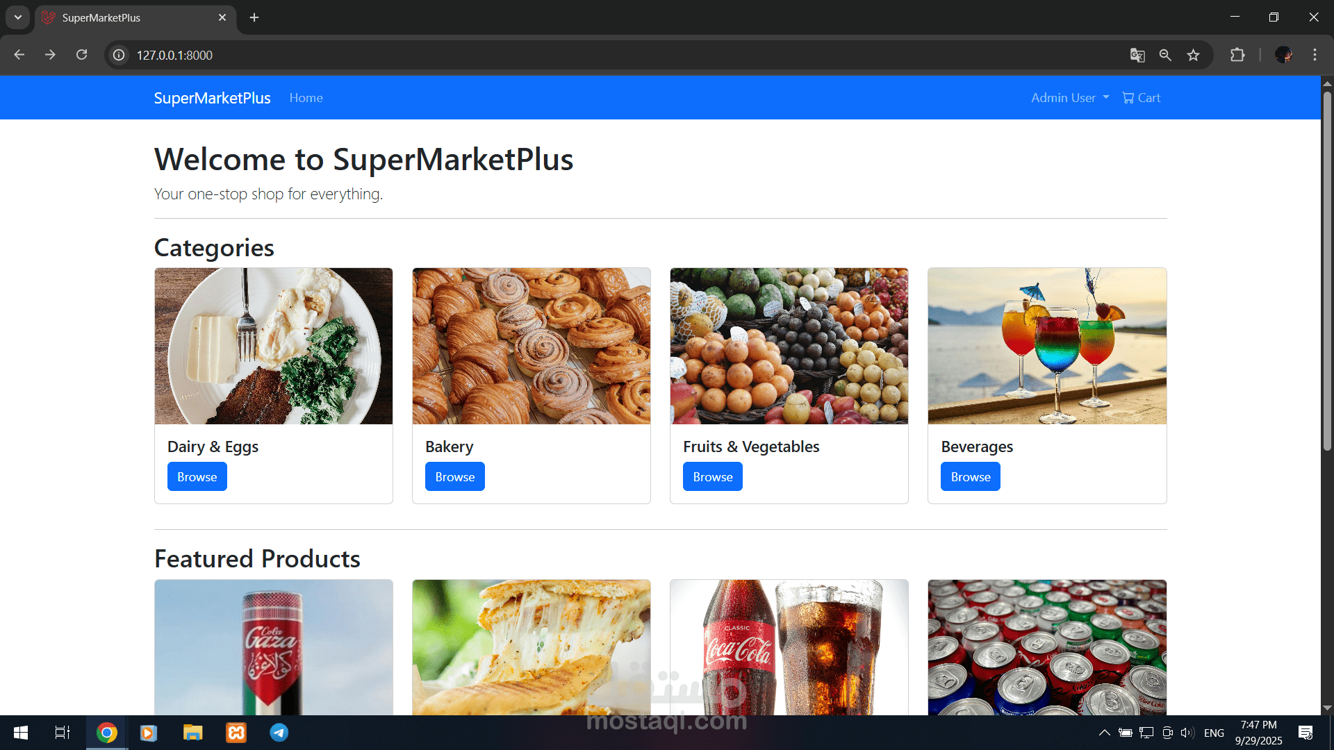 تطوير نظام متجر إلكتروني متكامل (SupermarketPlus)