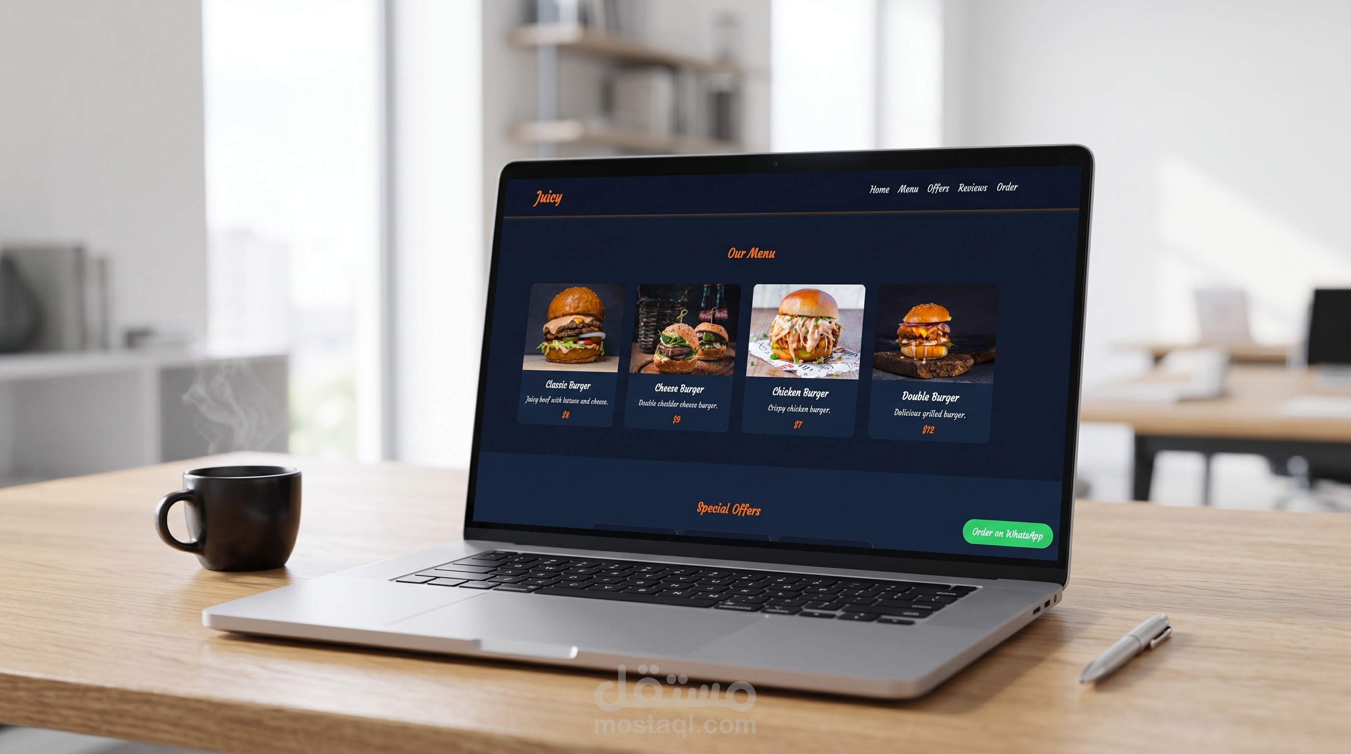 Juicy Restaurant - واجهة رقمية عصرية للمطاعم