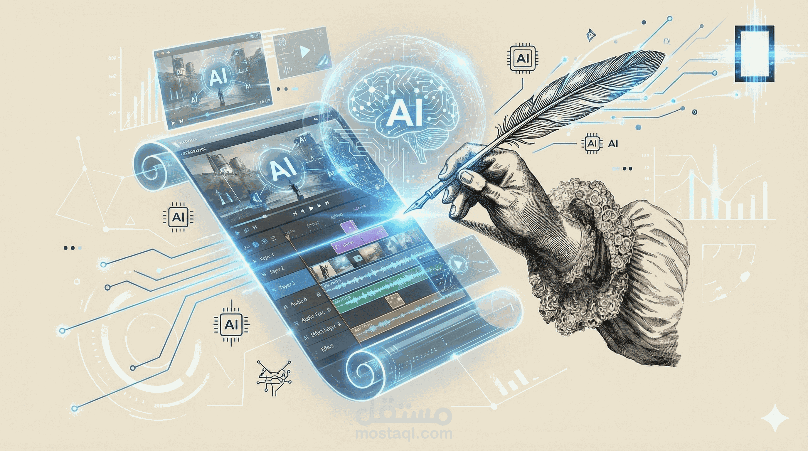 انتاج وتصميم فيديوهات بالذكاء الاصطناعي AI