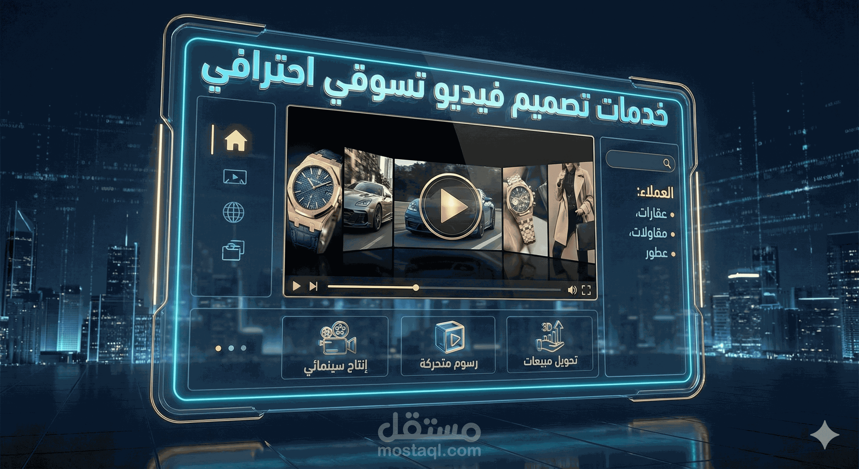 تصميم فيديو تعريفي تسويقي لشركة (سيناريو - تعليق صوتي - تصميم فيديو و مونتاج )