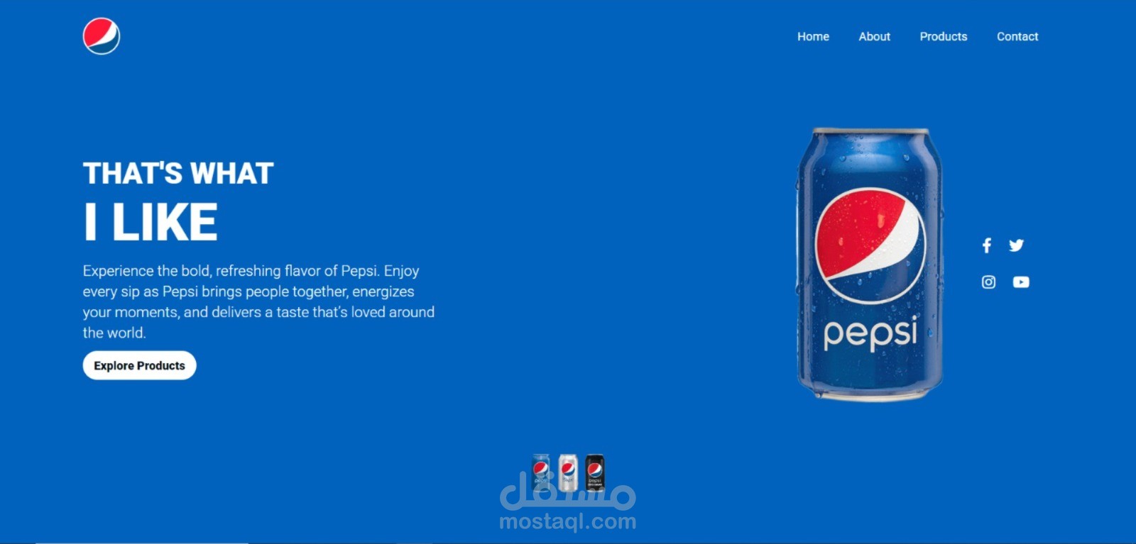تصميم موقع Pepsi Landing Page - واجهة تسويقية احترافية