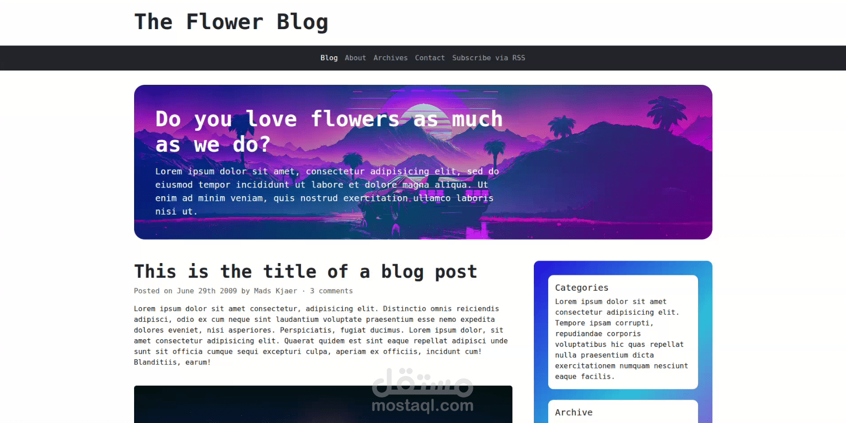 مدونة الزهور – تطبيق ويب تفاعلي باستخدام Bootstrap 5