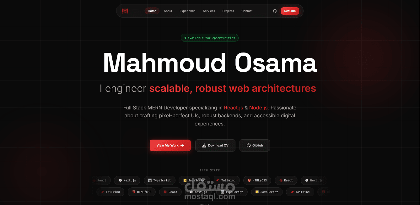 تصميم وتطوير Portfolio احترافي باستخدام React وTypeScript