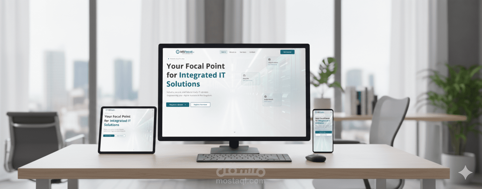 موقع يبرز الهوية البصرية لشركة MsFocalMe لتكنولوجيا المعلومات