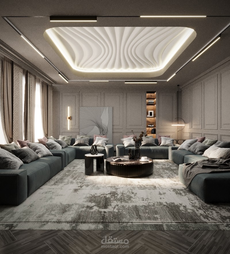 تصميم داخلي لمجلس خاص بفيلا سكنية