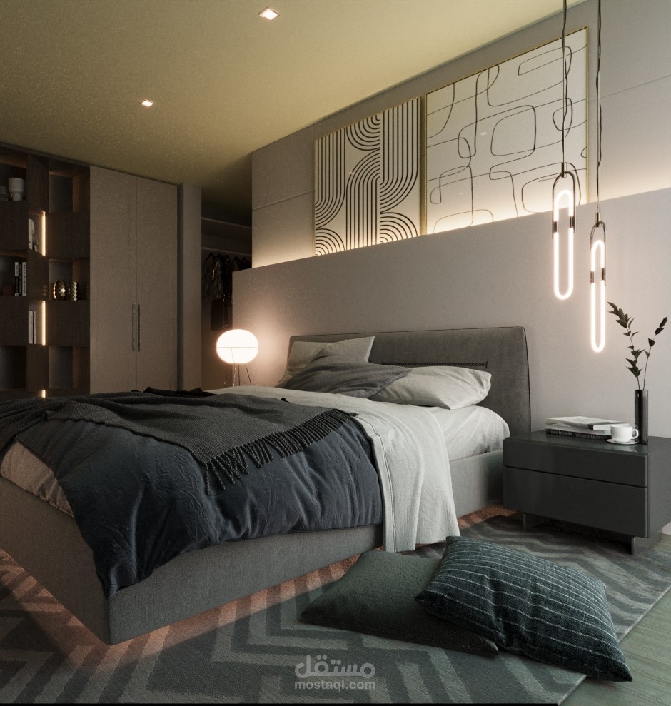 تصميم داخلي لغرفة نوم خاصة بفيلا سكنية