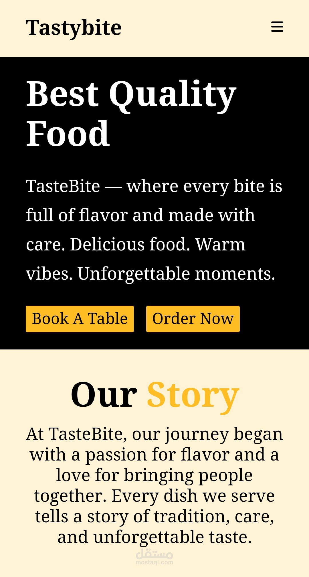 موقع الكتروني لمطعم