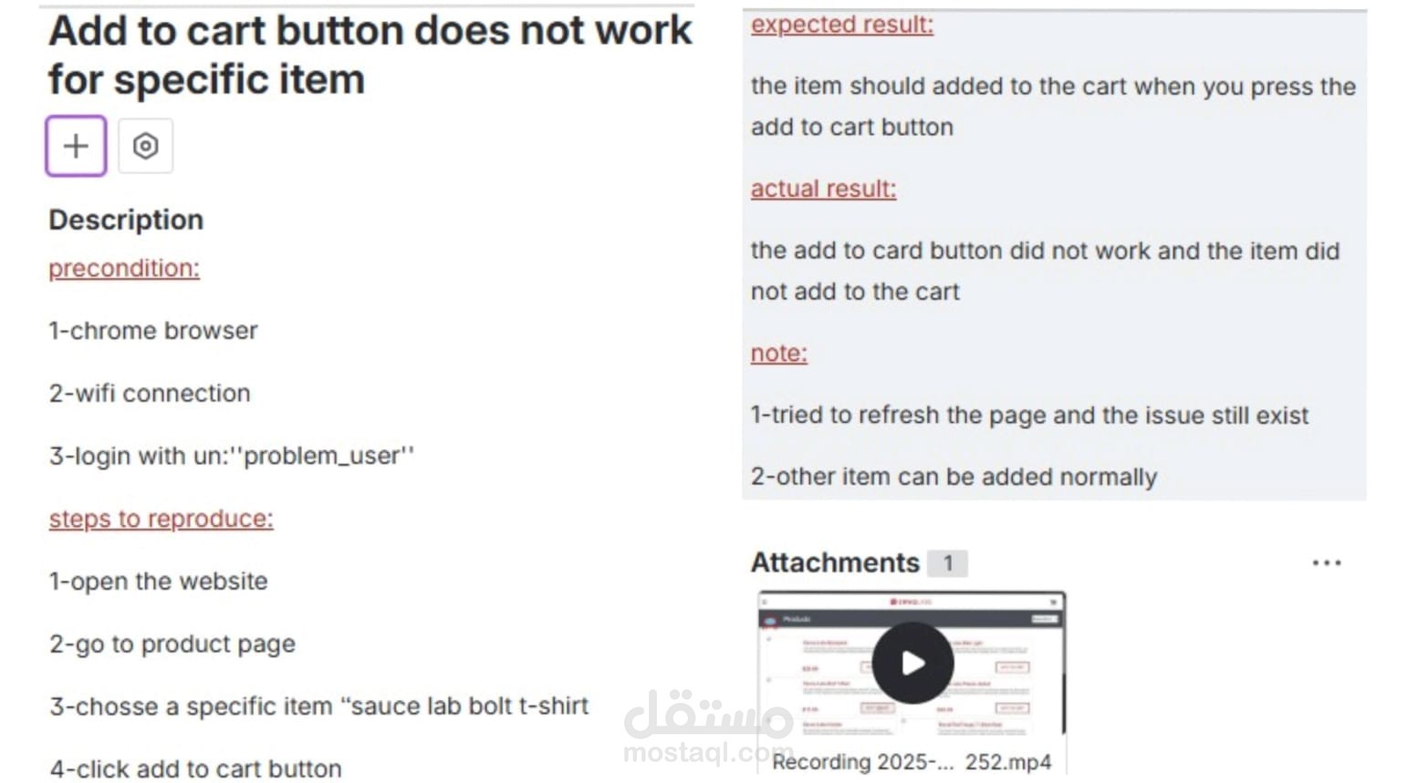 bug report