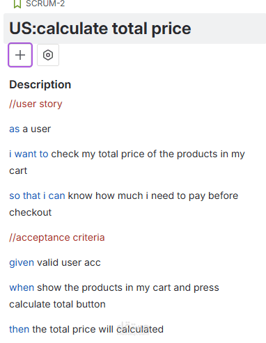 user story & acceptance criteria