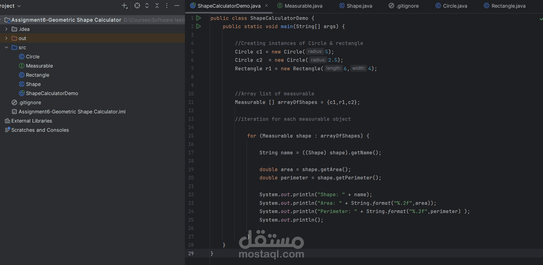 Java (geometric shape calculator)