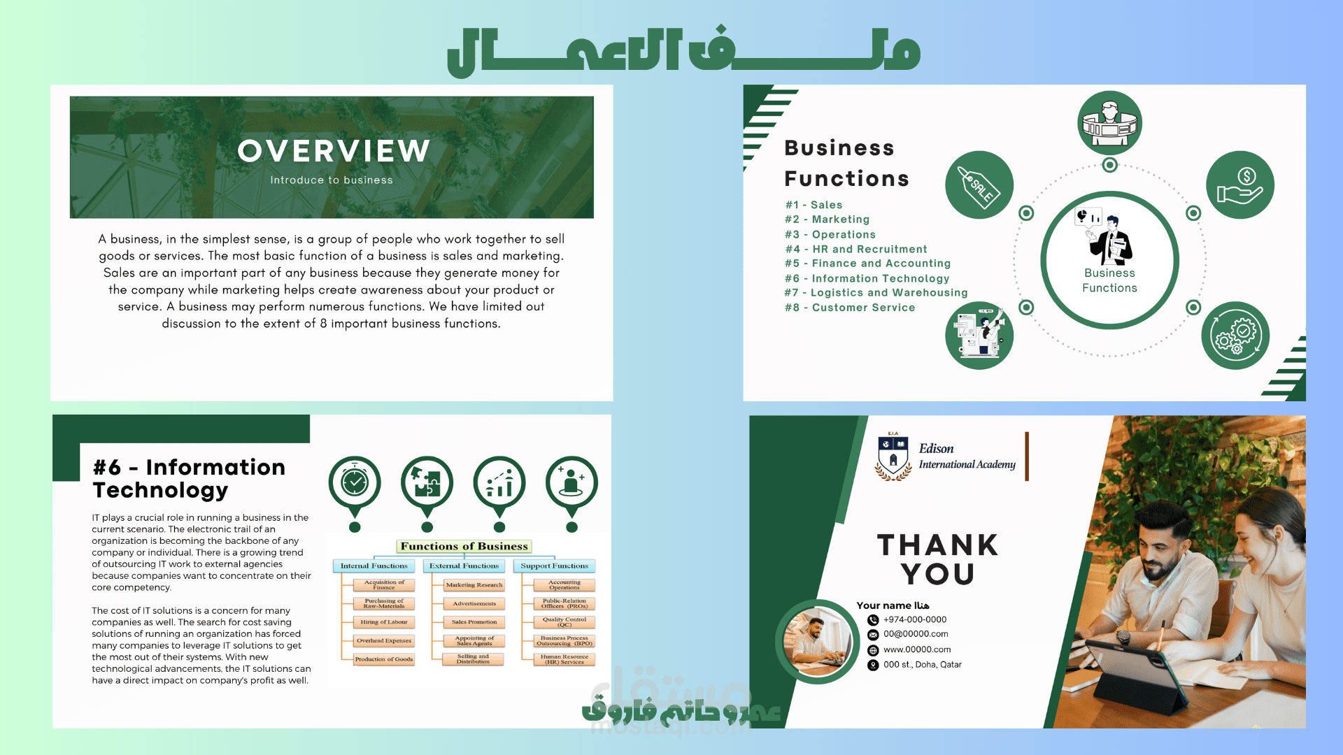 تصميم عرض تقديمي عصري لمادة Business Research بلمسة احترافية