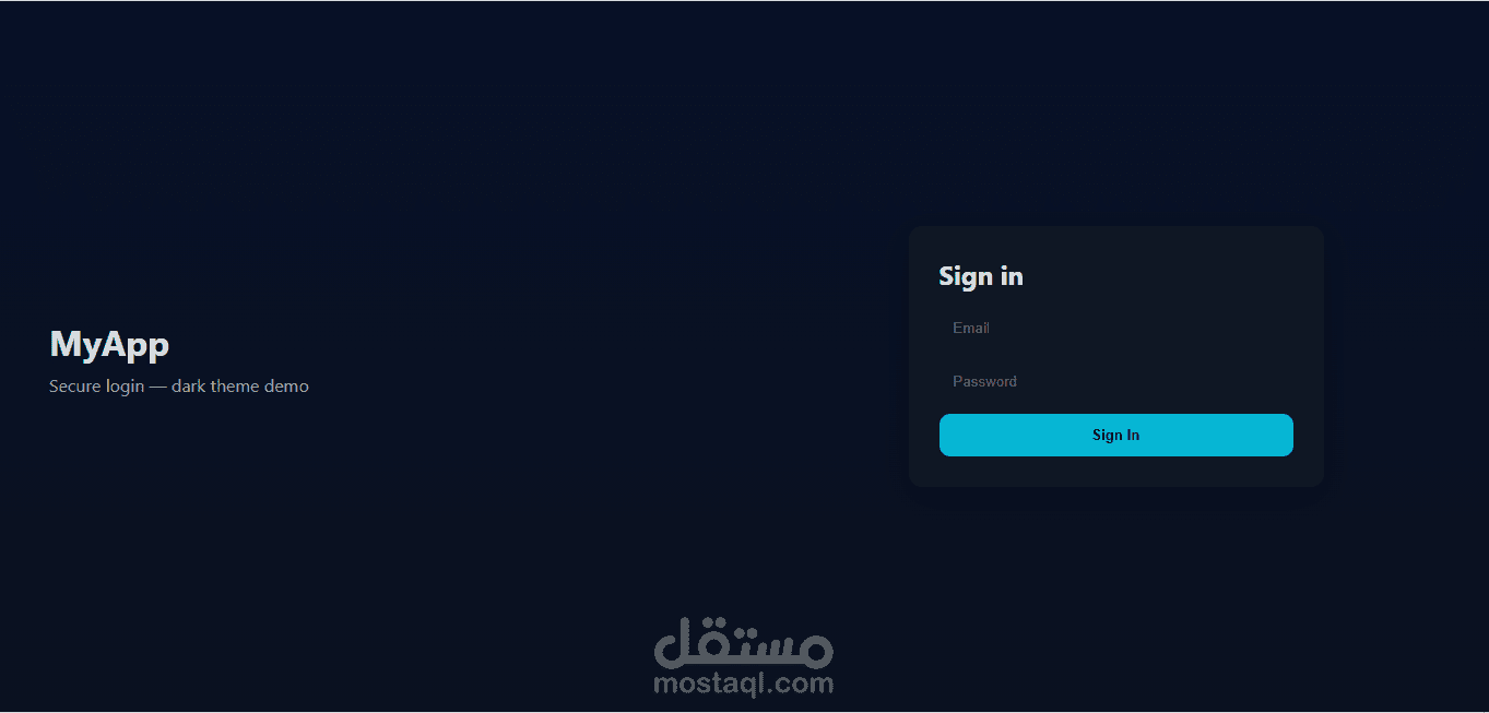Login Page-Dark Theme
