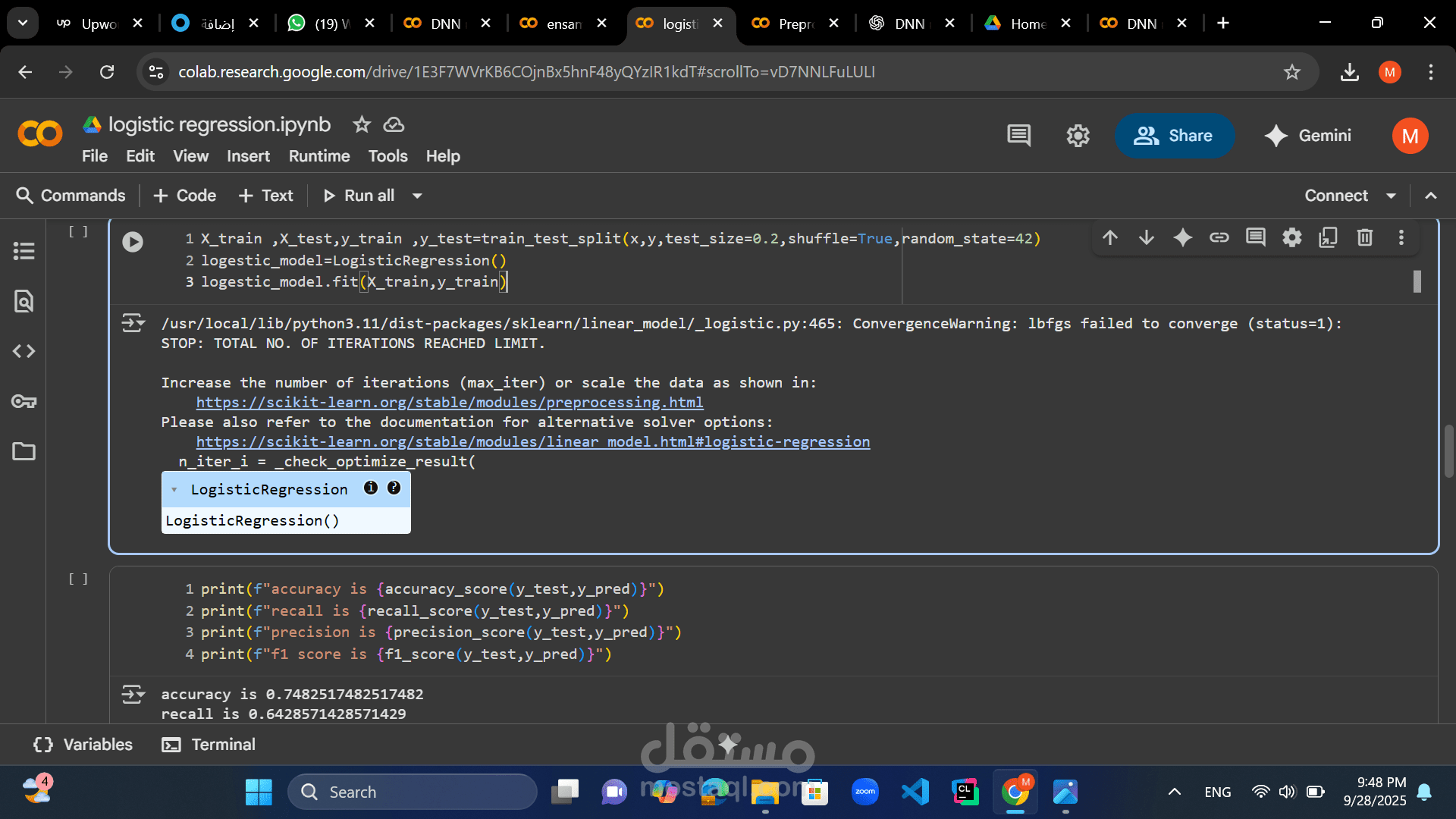 logistic regression for titanic dataset