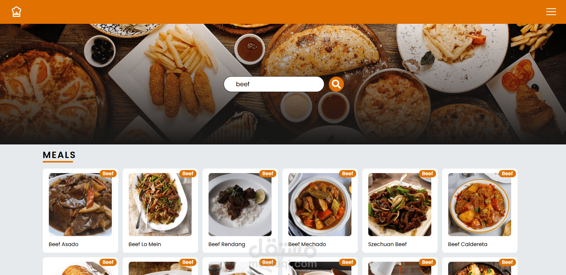 موقع الكتروني food recipes لوصفات الأكل