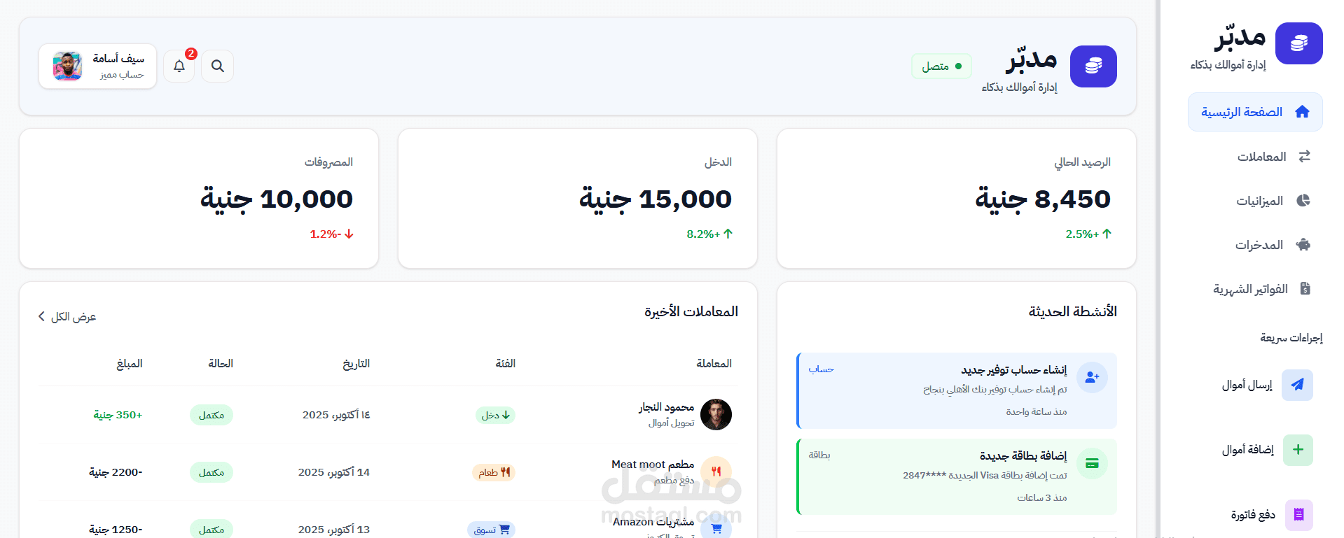 مدبر لوحة تحكم مالية