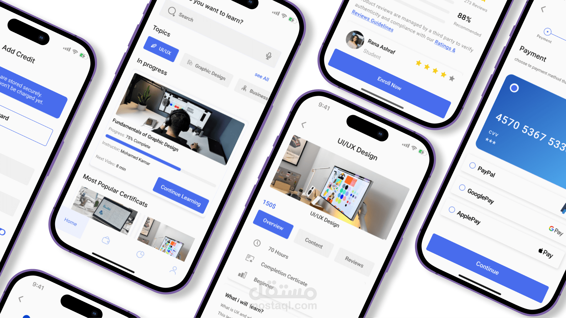 تصميم واجهة مستخدم وتجربة مستخدم لمنصة تعليم إلكتروني لحجز الكورسات