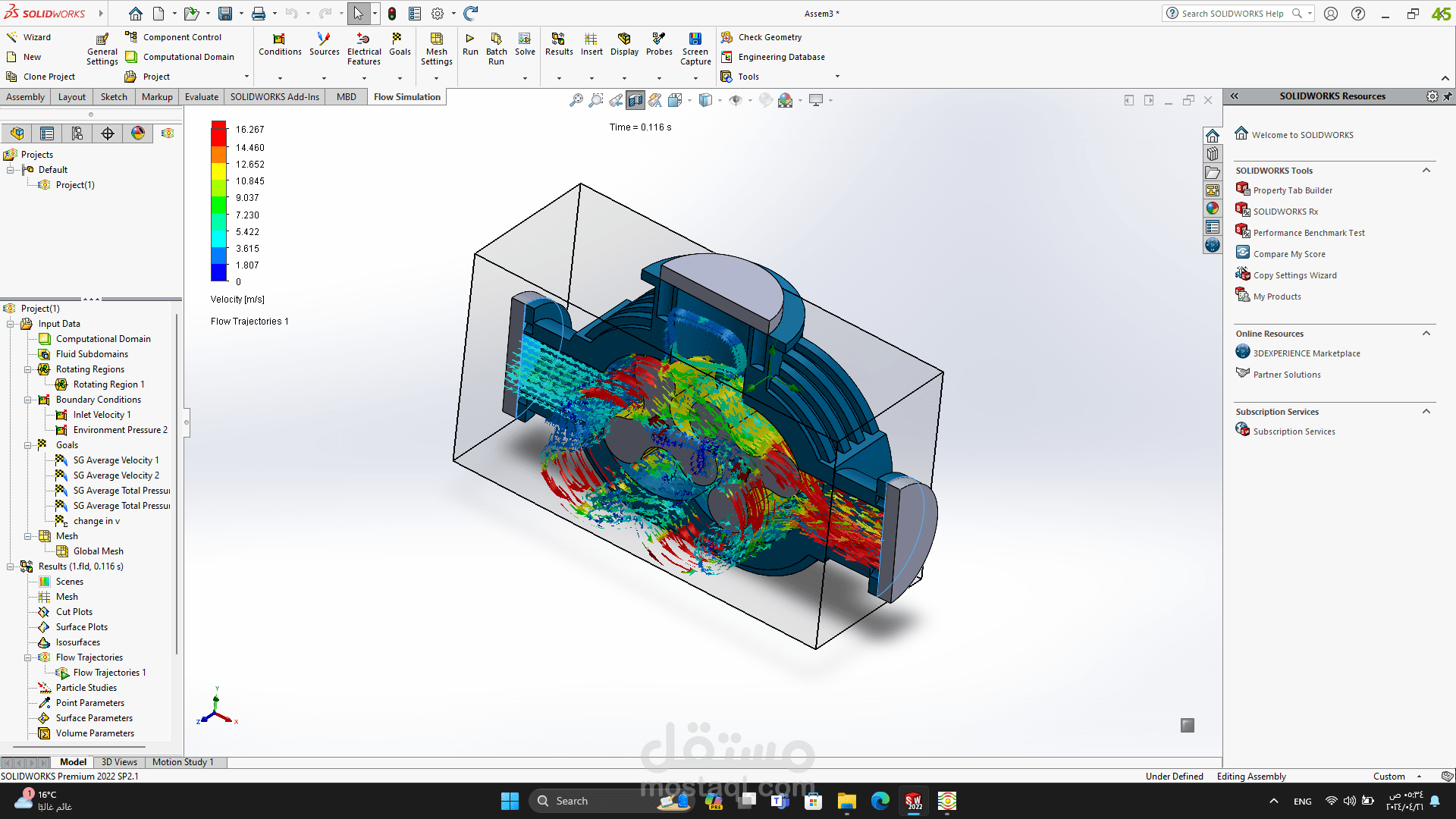 design root blower and make load and flow simulation on SolidWorks