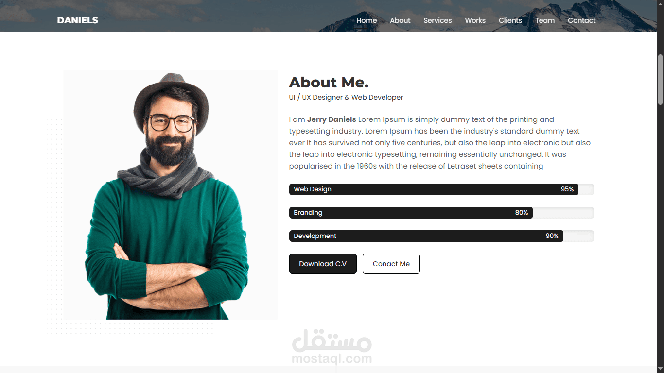 موقع Landing Page / موقع شخصي تعريفي (Portfolio Website)