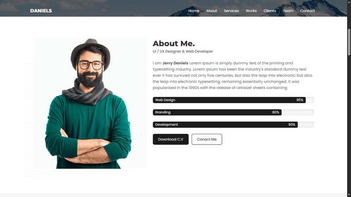 موقع Landing Page / موقع شخصي تعريفي (Portfolio Website)