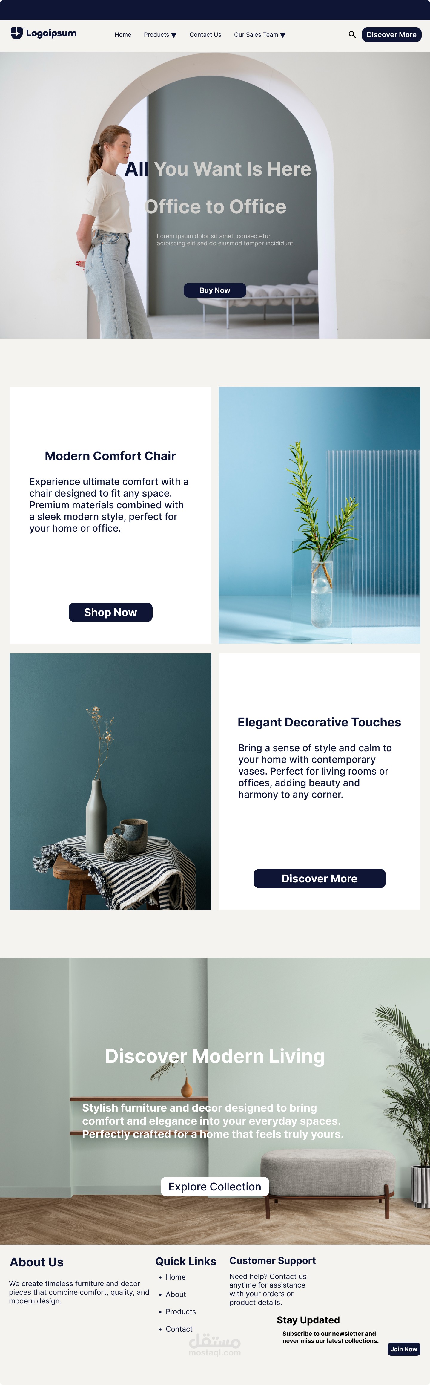 Landing Page For Furniture B2B website