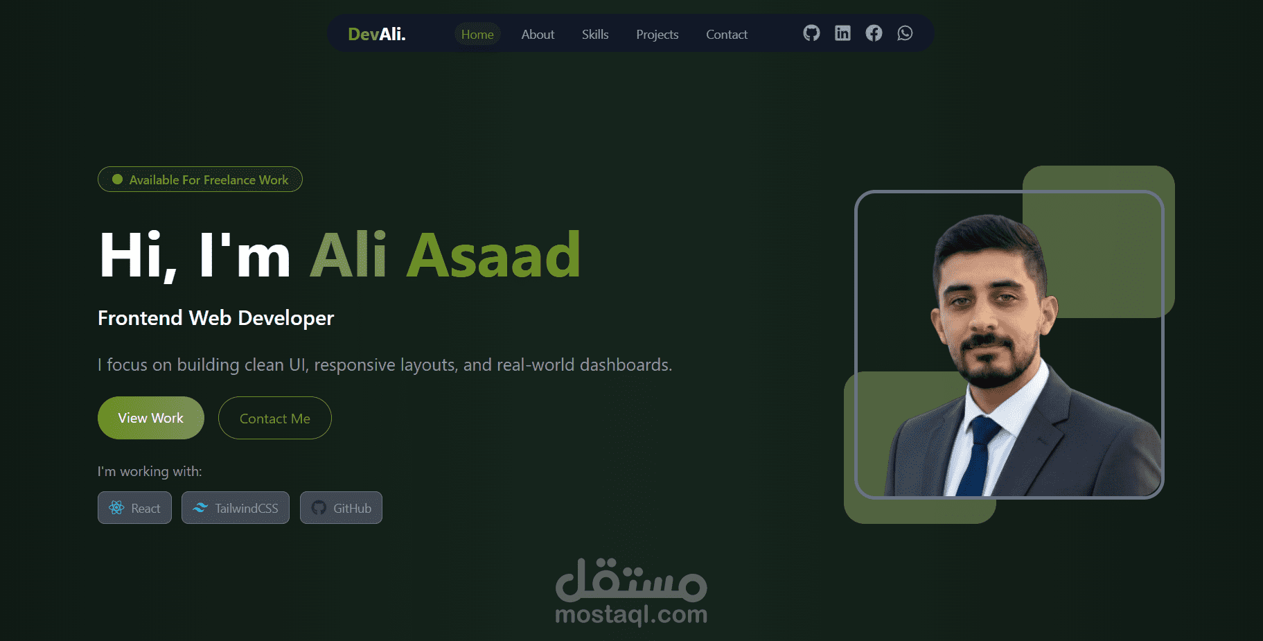 تصميم موقع شخصي احترافي لعرض الأعمال (Portfolio)