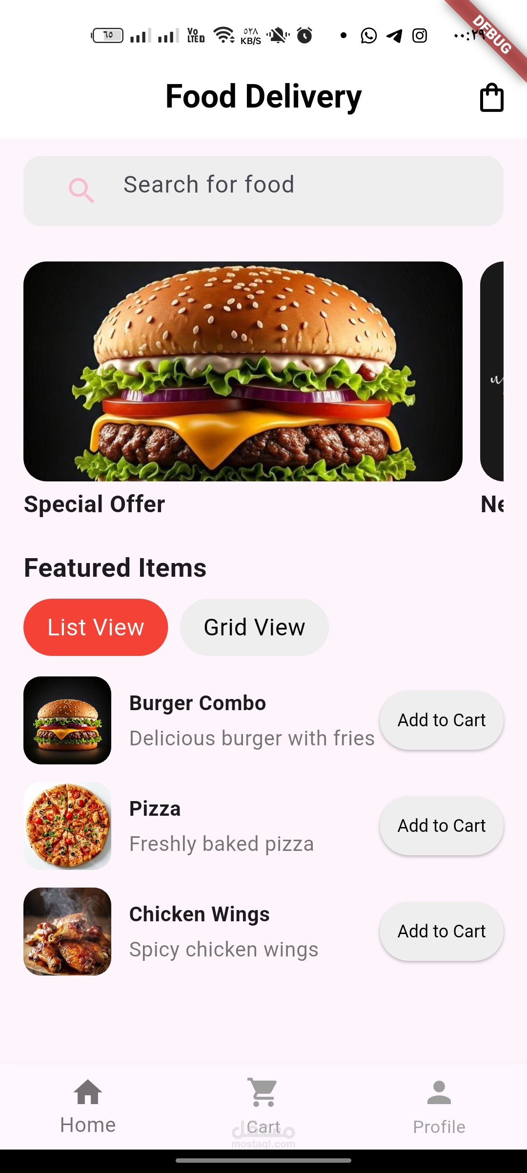 Simple Flutter food App
