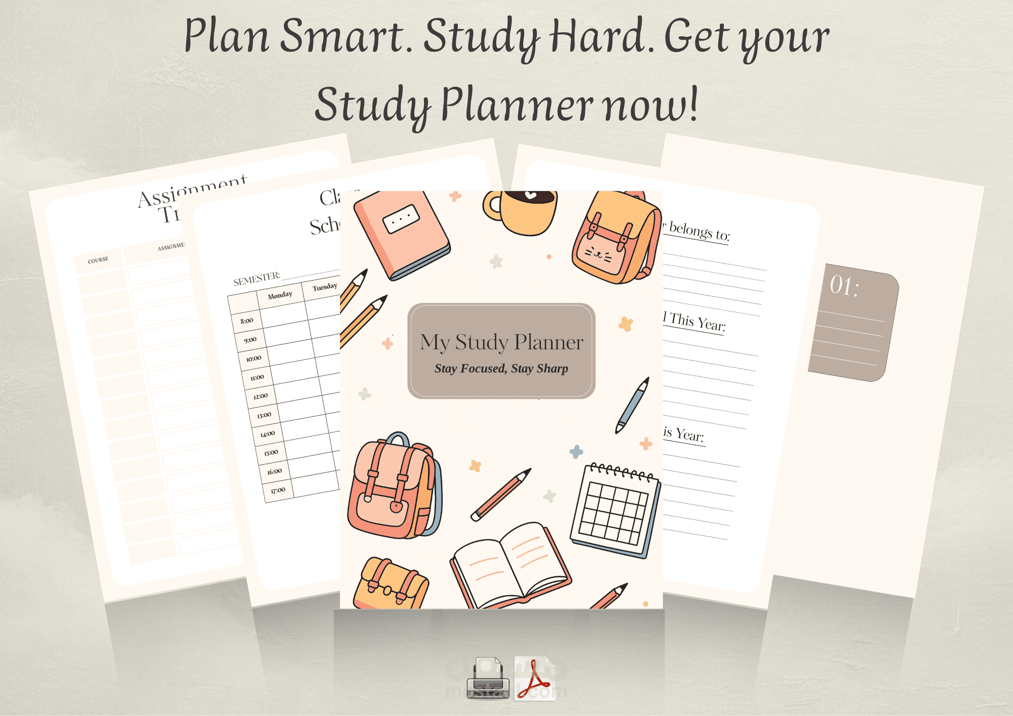 بلانر دراسي جاهز للطباعة باللغة الانجليزية
