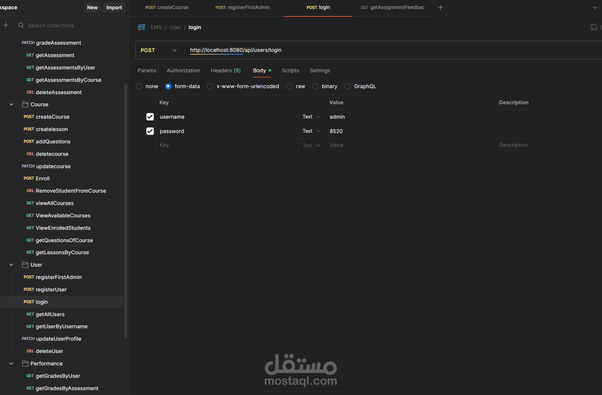 Learning management system back-end