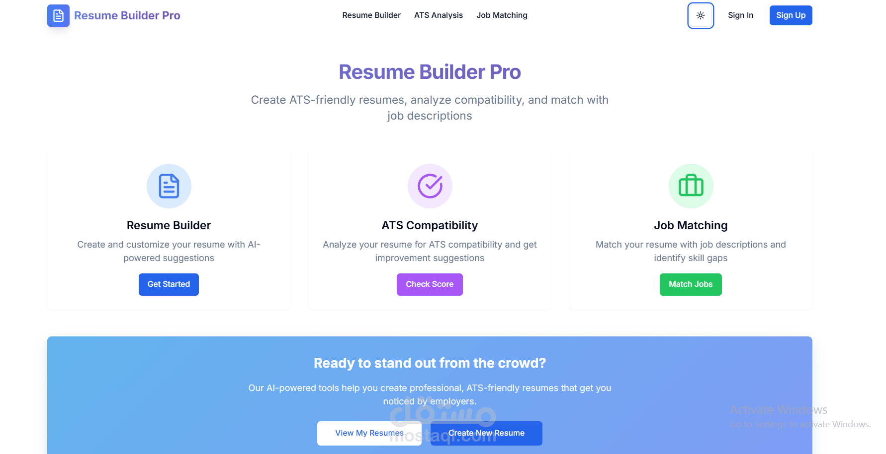 Resume builder and job matcher