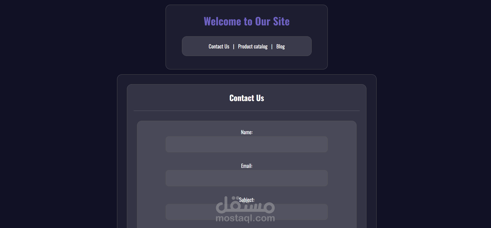 Contact Us Web page