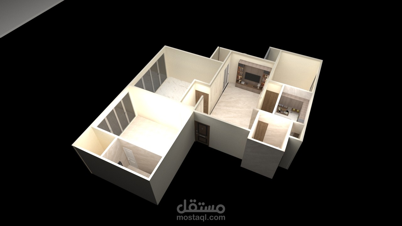 تصميم  ثلاث الأبعاد داخلي لفراغات مختلفة ( شركات - شقق - مطاعم ...)