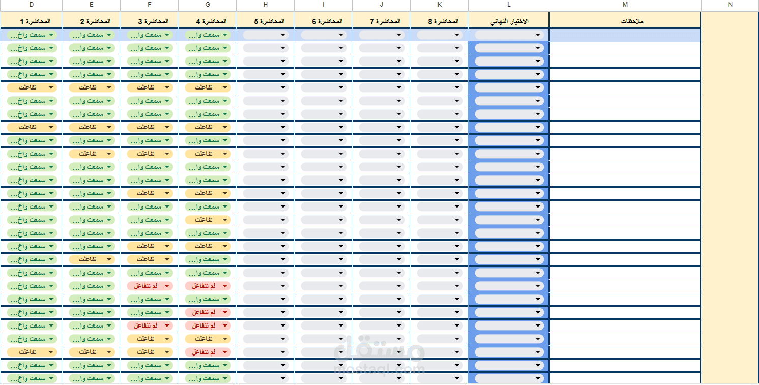 جدول متابعة دخول الختبار