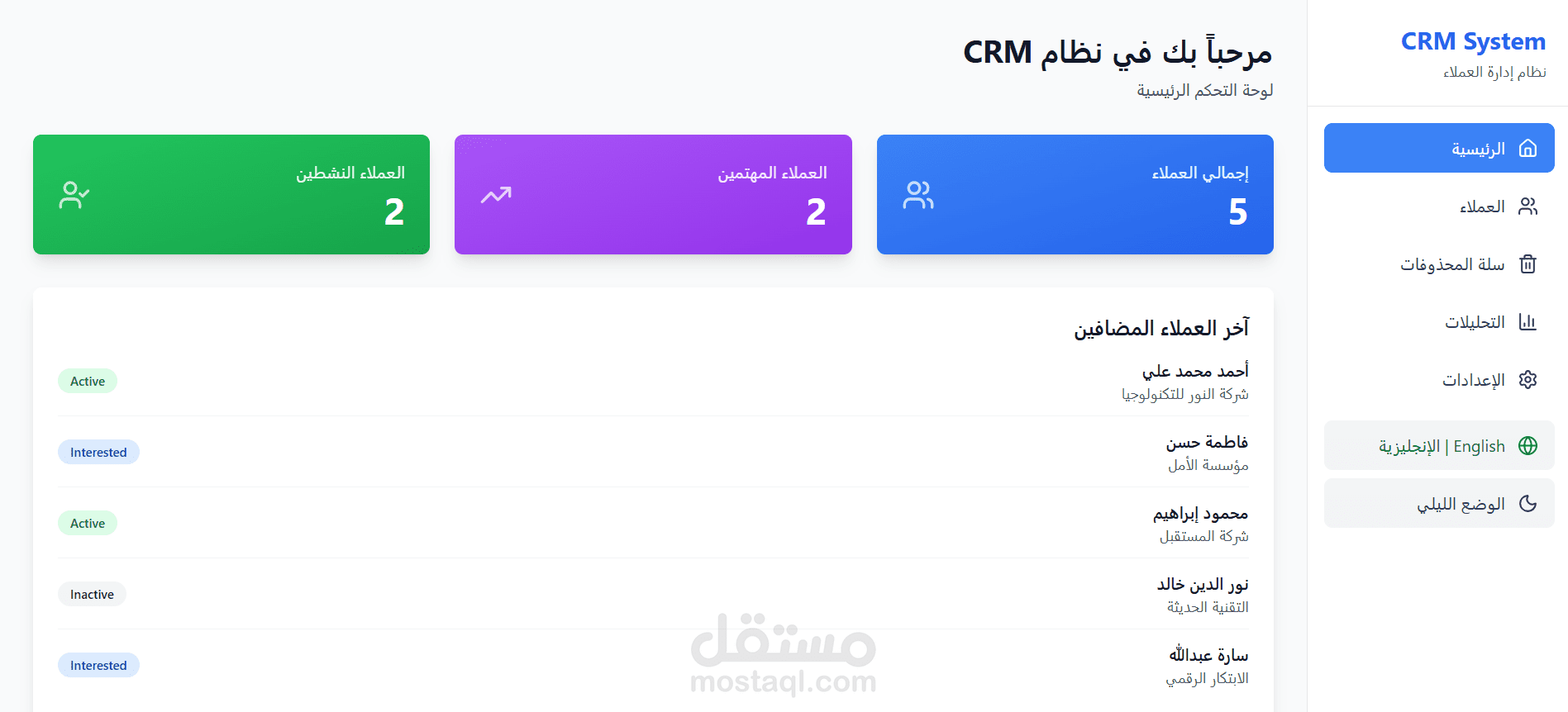 نظام إدارة علاقات العملاء CRM - متعدد اللغات