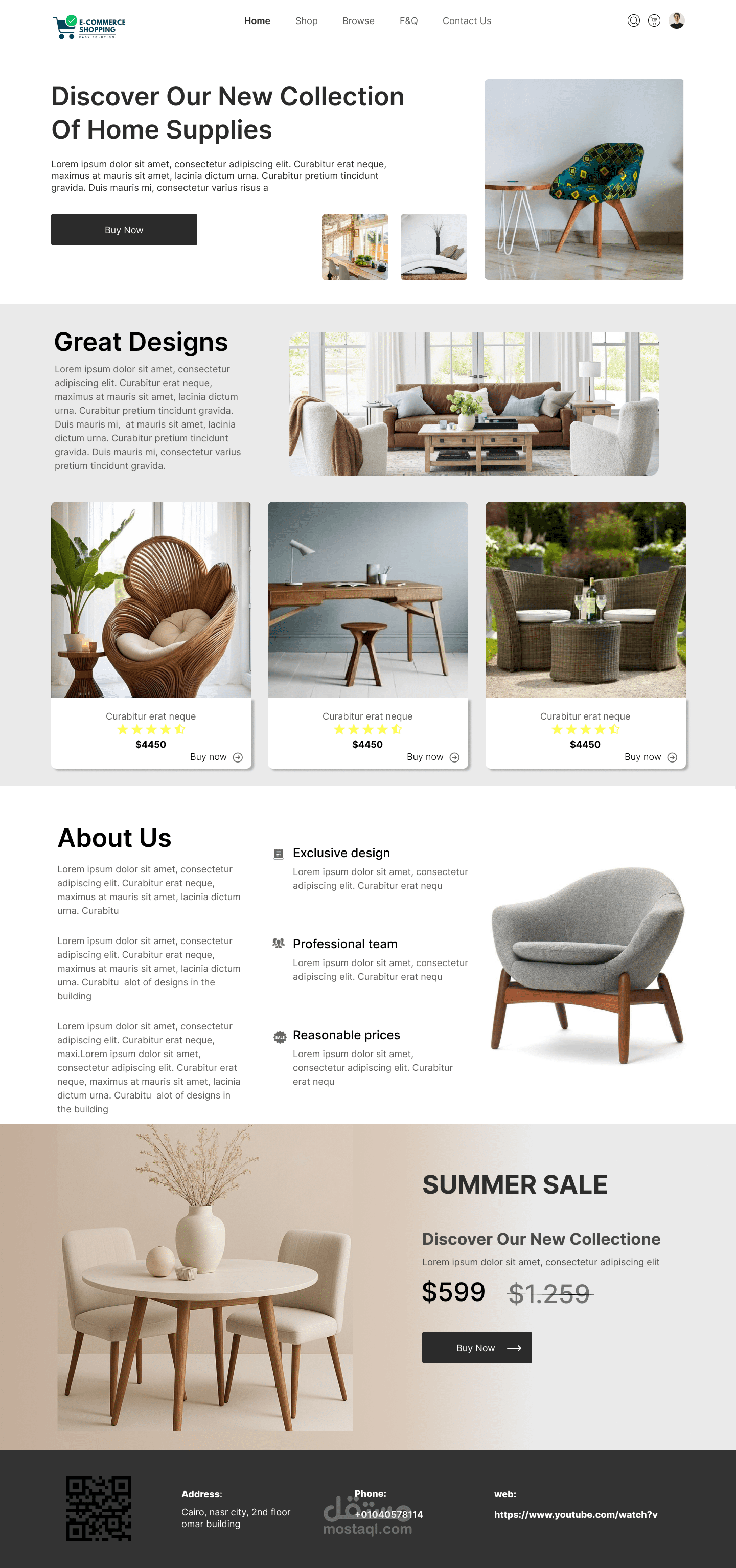 E-commerce Furniture Landing Page