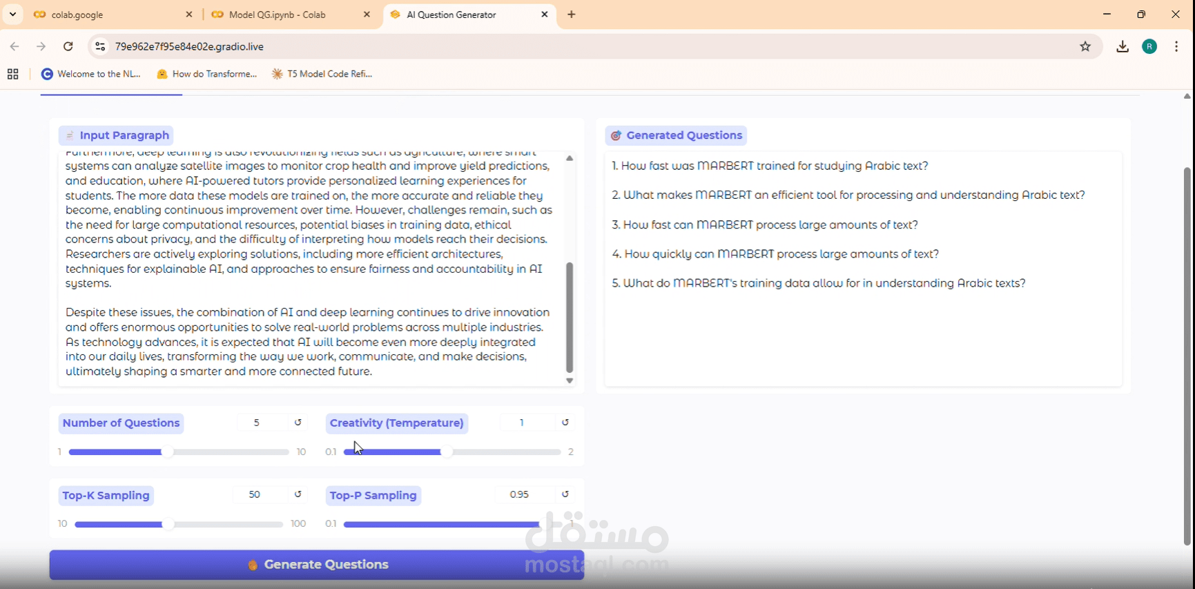 Question Generation باستخدام T5-FLAN