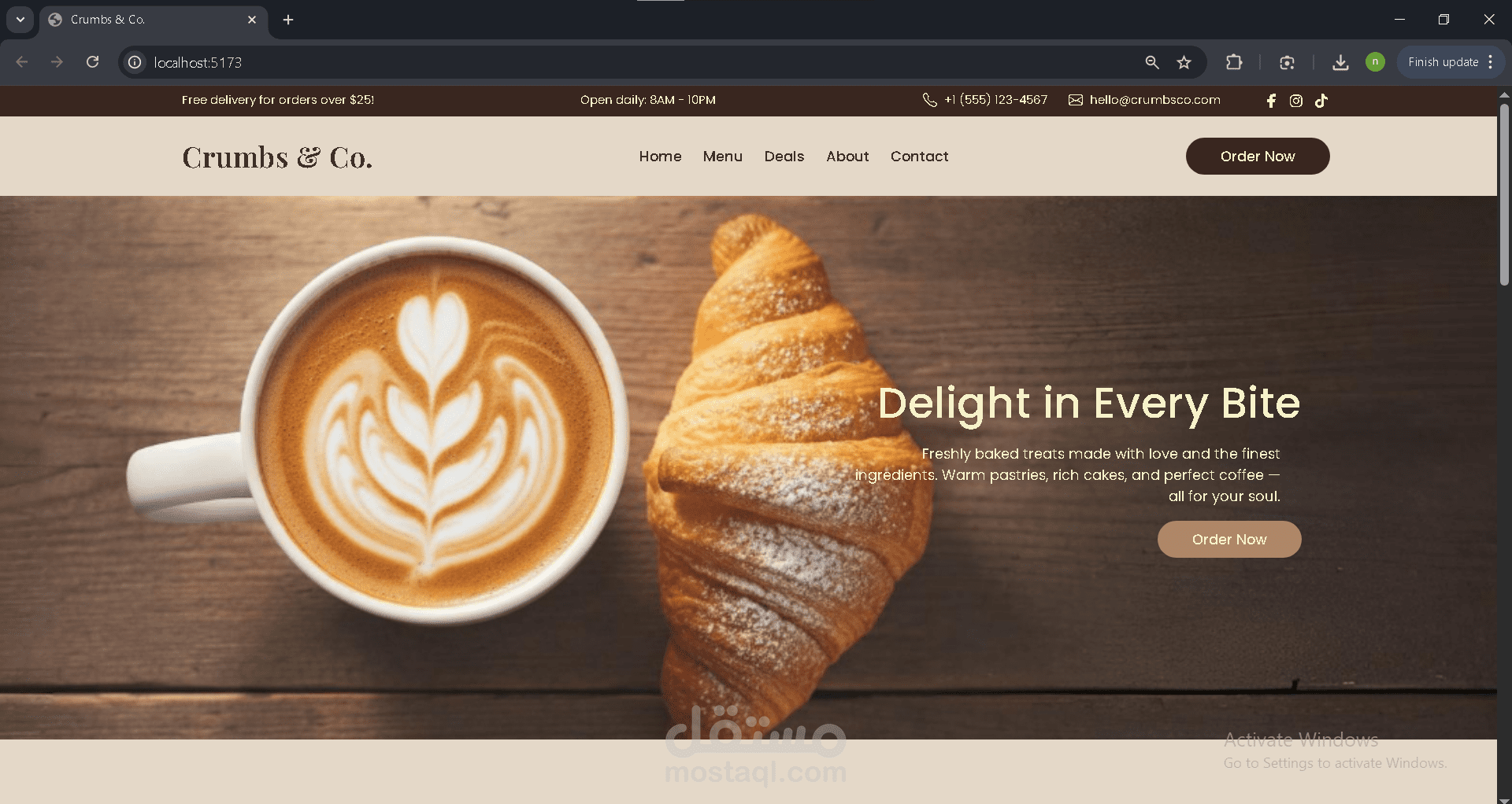 Crumbs & Co. — Artisan Bakery Website