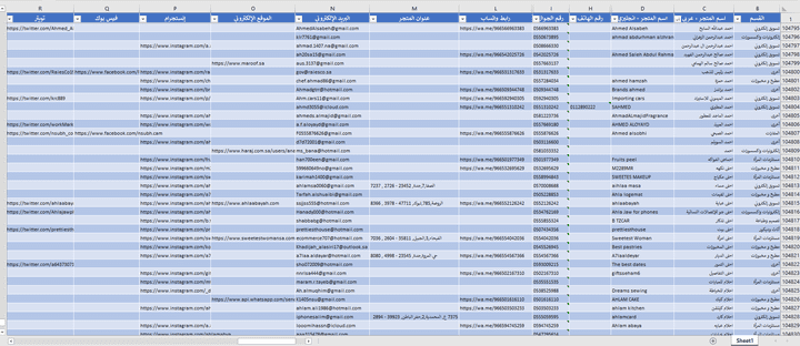 قاعدة بيانات المتاجر الإلكترونية في السعودية