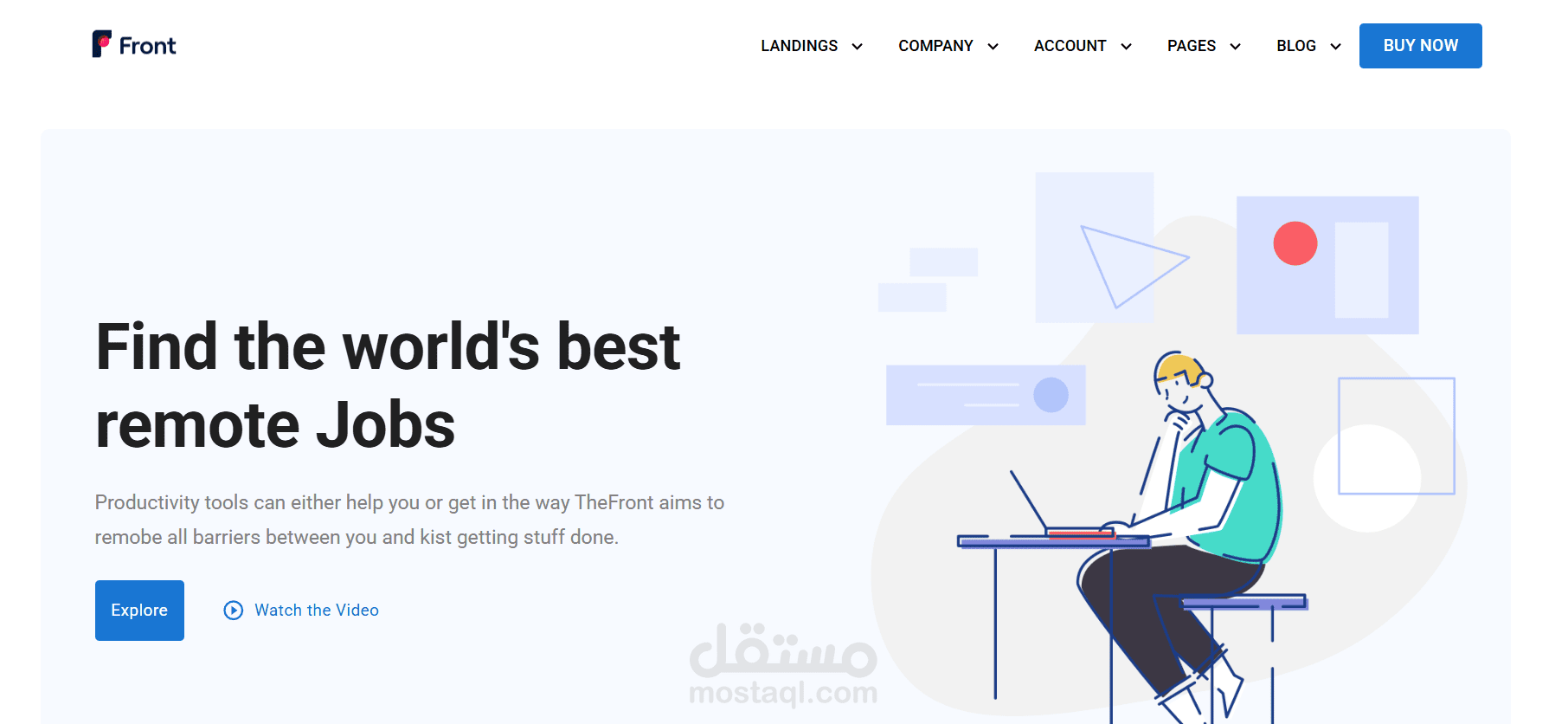 Front – منصة للوظائف عن بُعد (Landing Page)