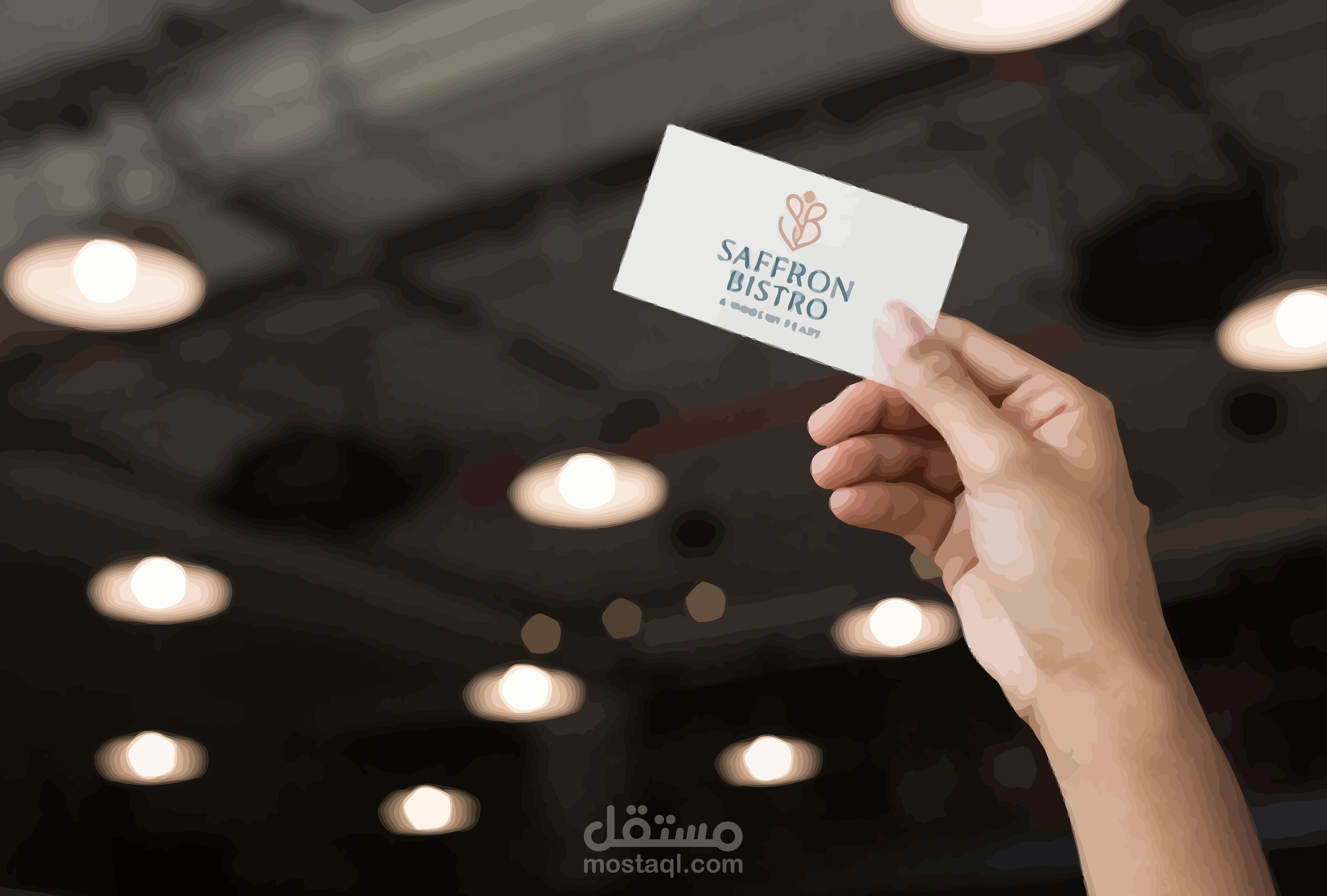 Logo of Safron Bistro featuring elegant typography and a warm color palette, representing a cozy dining experience