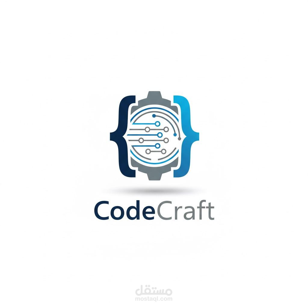 تصميم شعار لشركة "CodeCraft" لتطوير التطبيقات