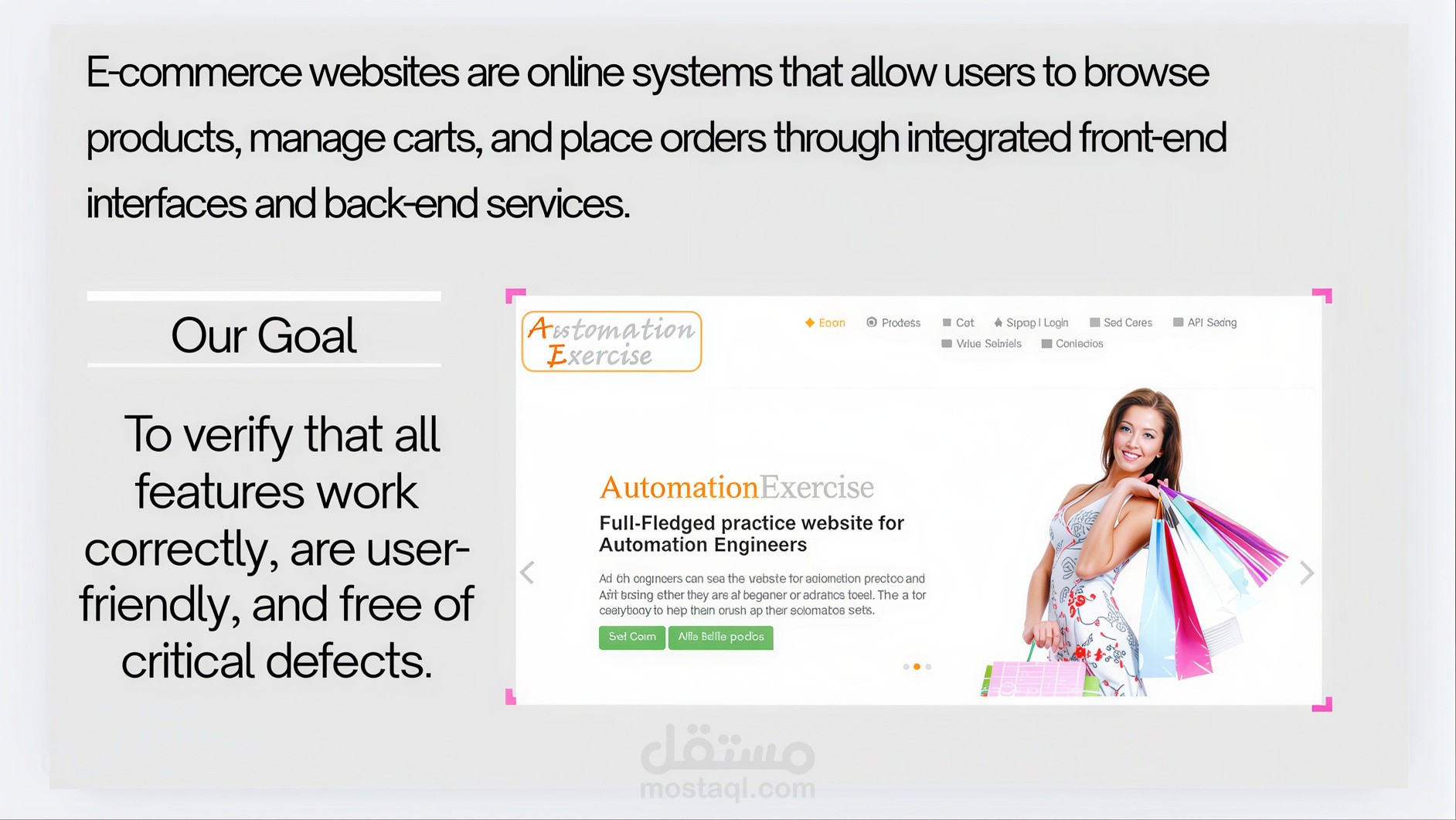 تصميم وتنفيذ إطار عمل متكامل لاختبارات الأتمتة لتطبيقات الويب (Automation & API & Database & Manual)