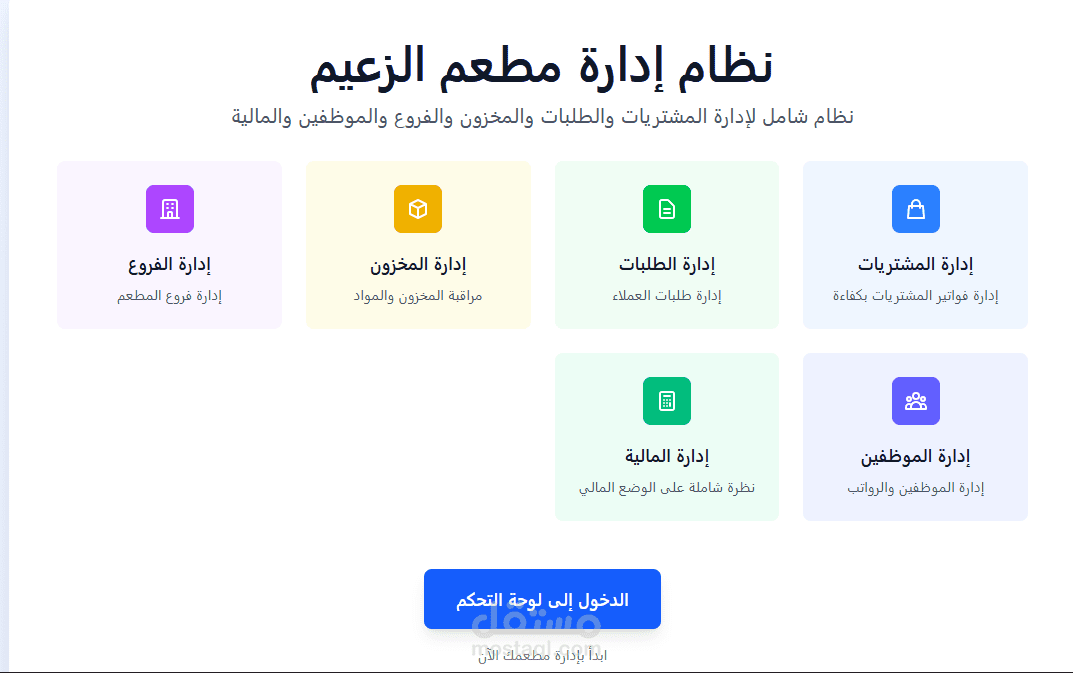 نظام ادارة خاص بمطعم الزعيم