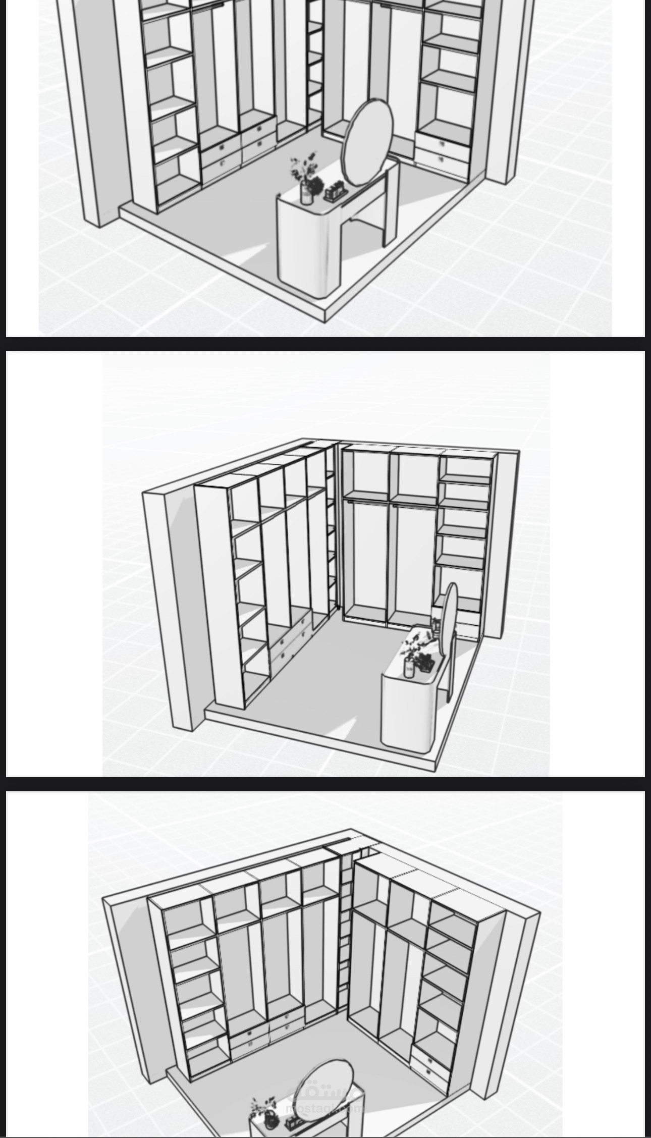 تصميم مطابخ ودريسنج 3D