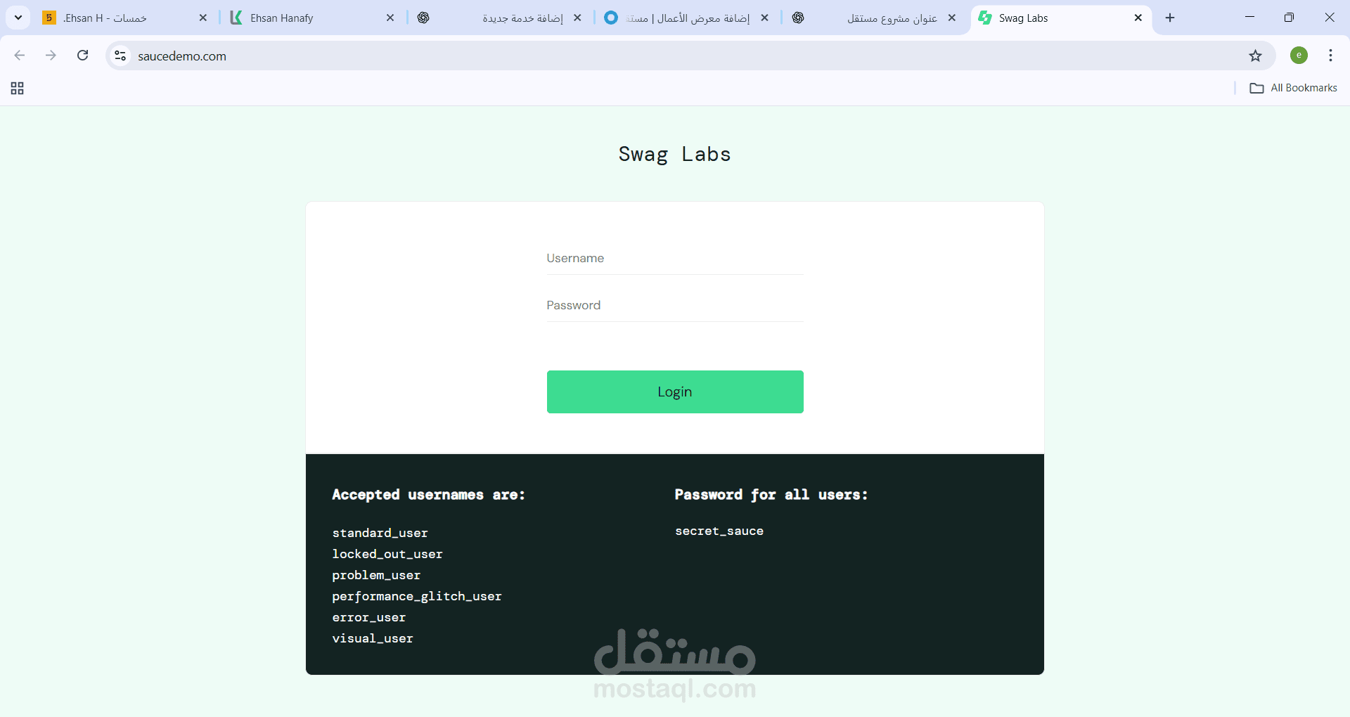 اختبار يدوي لموقع SauceDemo التجريبي مع إعداد Test Cases وBug Report تفصيلي