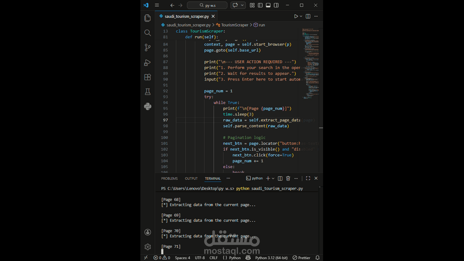 استخراج بيانات سياحية باستخدام Python وPlaywright