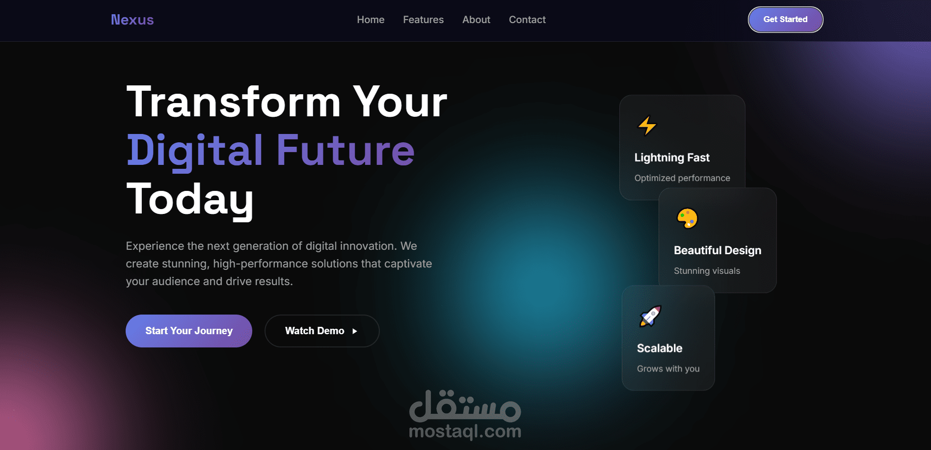 تصميم صفحة هبوط لمنصة رقمية متطورة لتجارب المستخدم التكنولوجية والتحول الرقمي