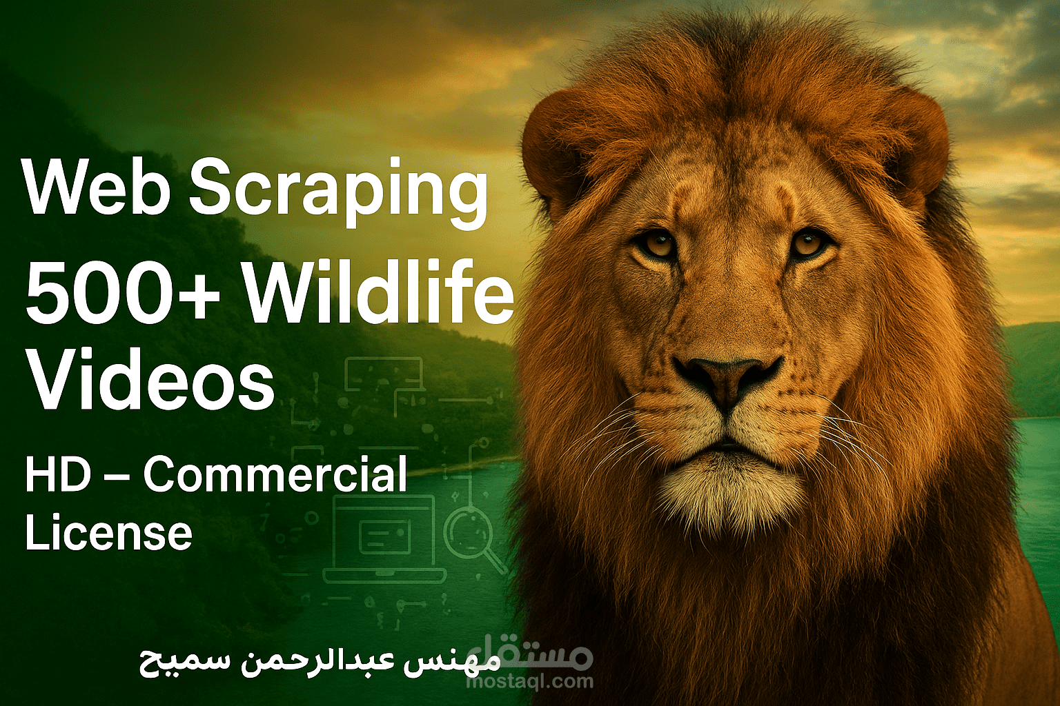 Web Scraping لمقاطع الطبيعة والافتراس – تجميع 500 فيديو مرخّص تجاريًا بجودة عالية